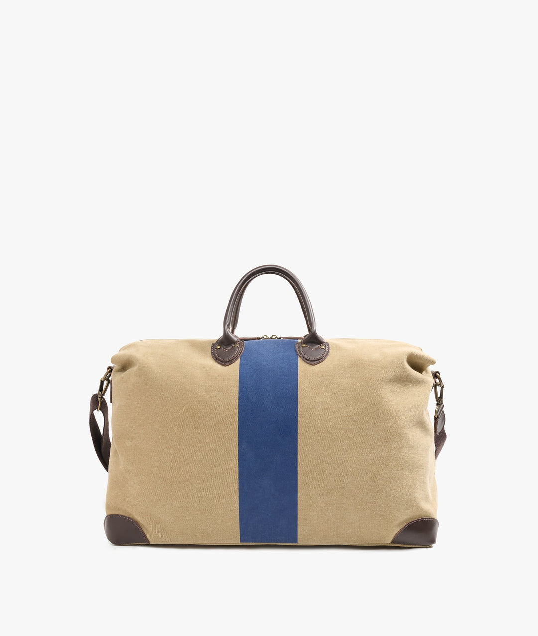 My Style Bags Harvard Stripe Duffel Travel Bag in Beige with Blue Stripes for Men