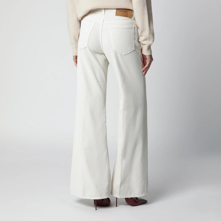HAIKURE - Velvet cotton trousers in snow