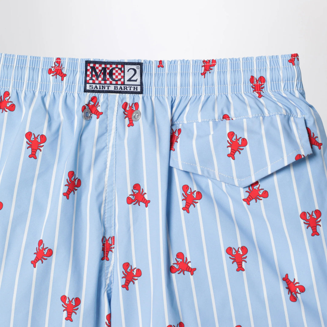 MC2 Saint Barth - Light blue Jean swim shorts with crab print