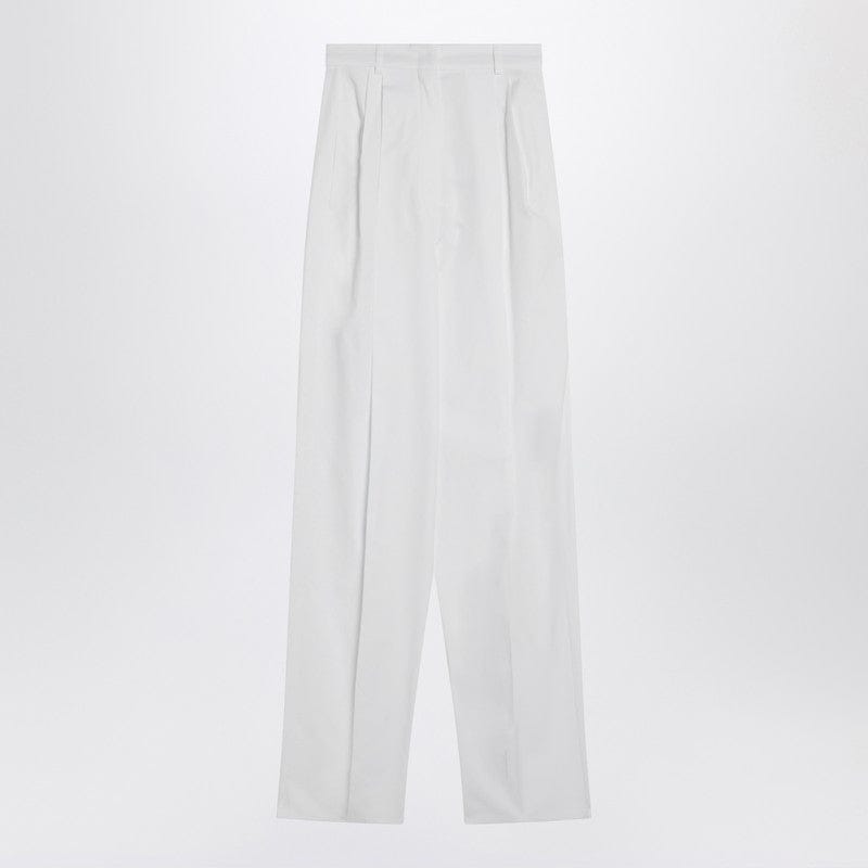 Pants Sportmax - Wide white cotton trousers - 44 IT Brand