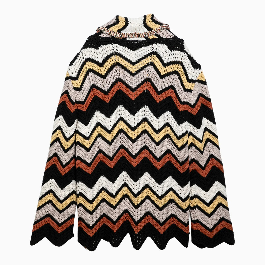 Alanui - Cardigan in crochet zig zag multicolore