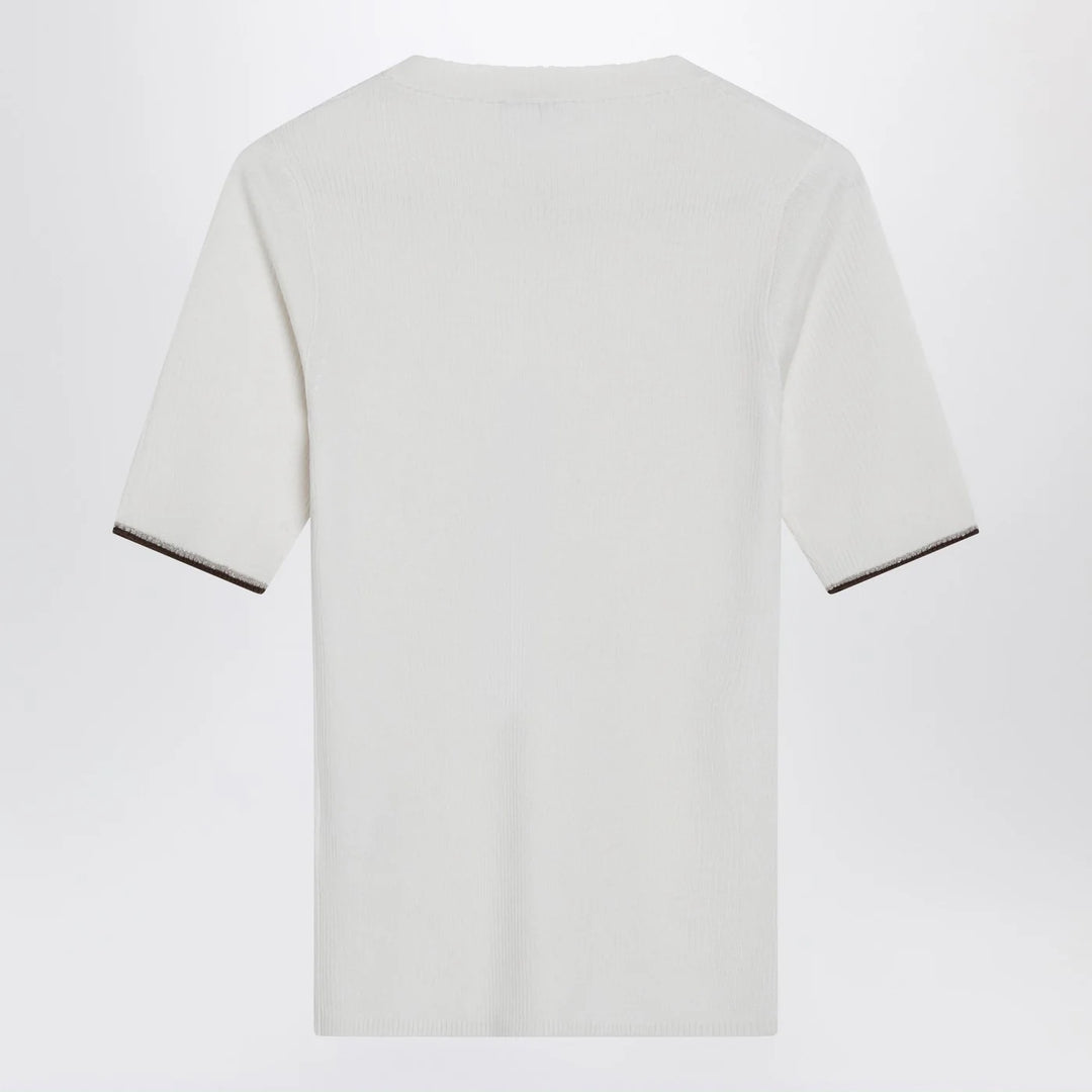 Brunello Cucinelli - White cashmere and silk knit top