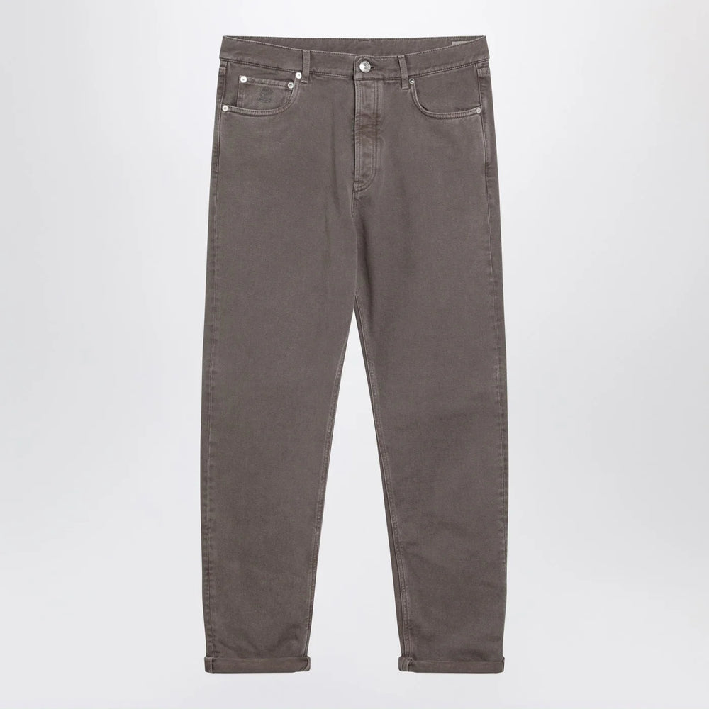 Brunello Cucinelli - Beige vintage-effect jeans with turn-up hem Brand Jeans 50 IT