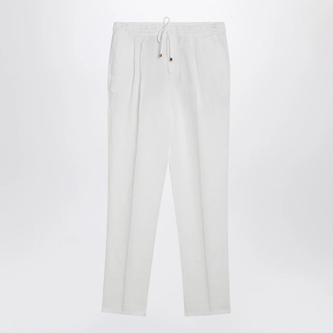 Brunello Cucinelli - White linen drawstring trousers