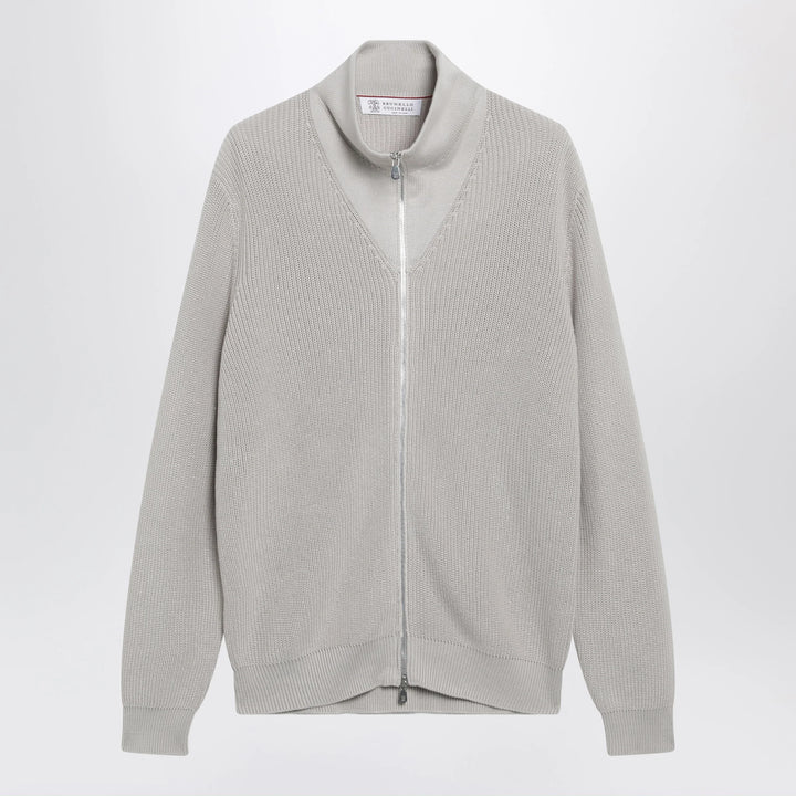 Brunello Cucinelli - Jute-colored cotton zip-up cardigan
