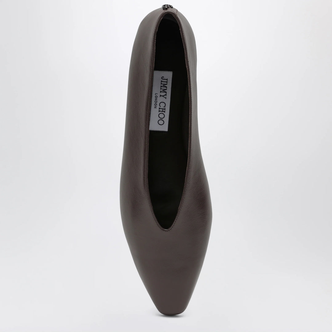 Jimmy Choo - Chocolate Leather Margot Ballet Flats