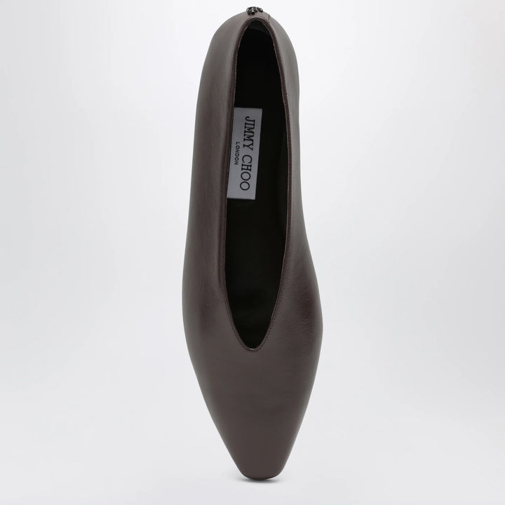 Jimmy Choo - Chocolate Leather Margot Ballet Flats