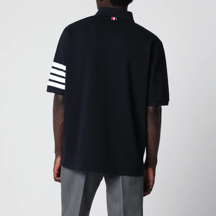 Thom Browne - Navy blue cotton polo shirt