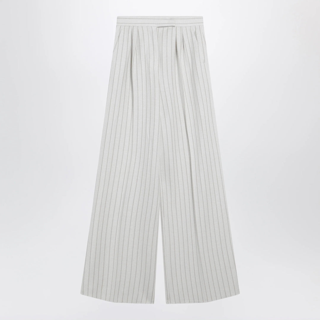 Max Mara - Wide pinstripe piqué jersey trousers