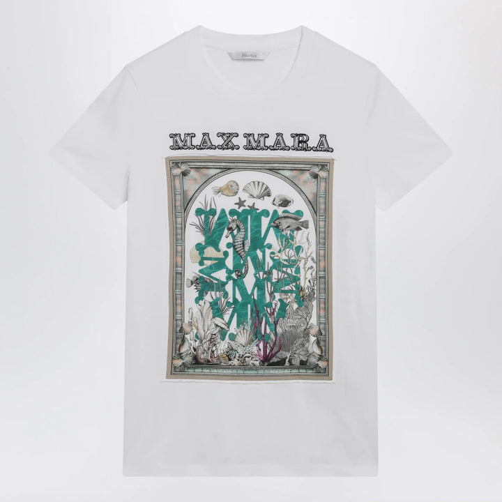 Max Mara - Optical white cotton jersey T-shirt with front print
