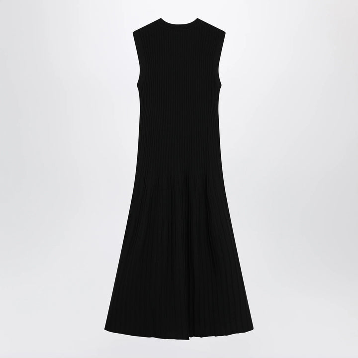 Max Mara - Midi fit-and-flare ribbed viscose crêpe dress in black