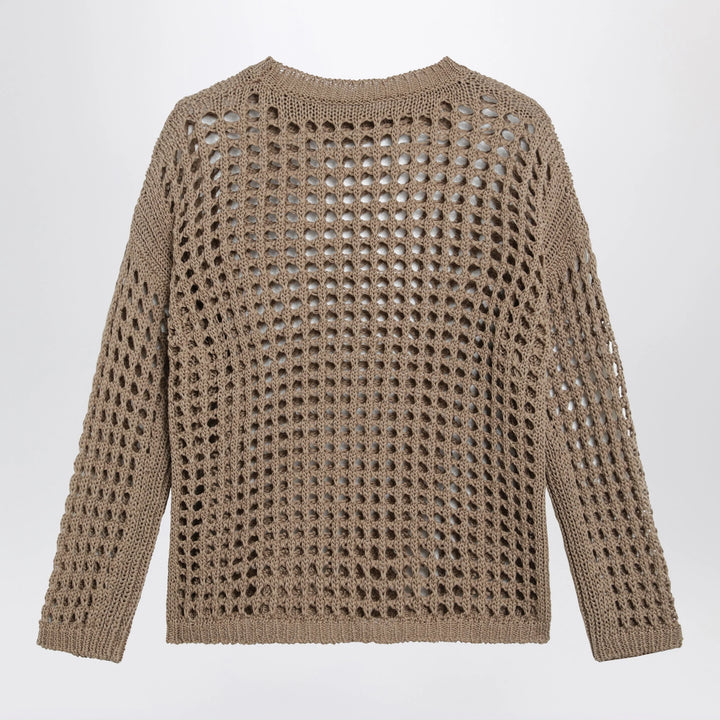 Max Mara - Cotton mesh long-sleeve sweater in Desert