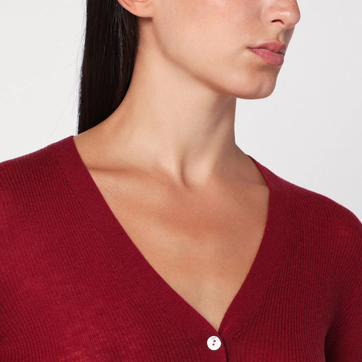 6397 - Bordeaux semi-sheer knit cardigan