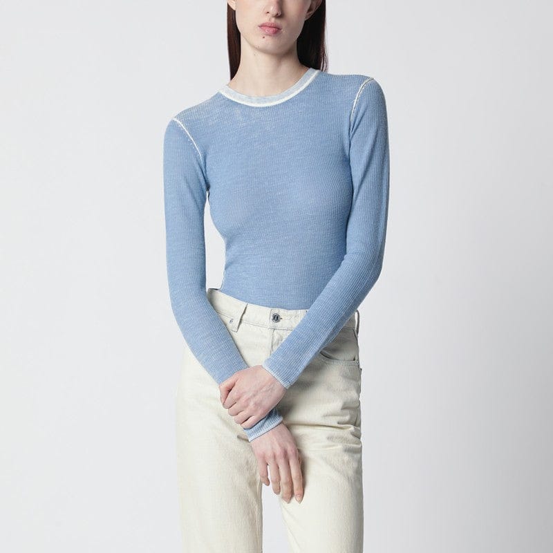 Shirts & Tops 6397 - Light blue ribbed vintage-effect knit - L Brand