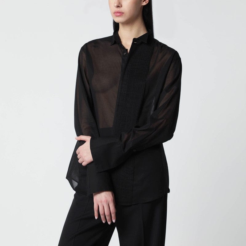 Shirts & Tops 6397 - Black micro-pleated shirt - S Brand