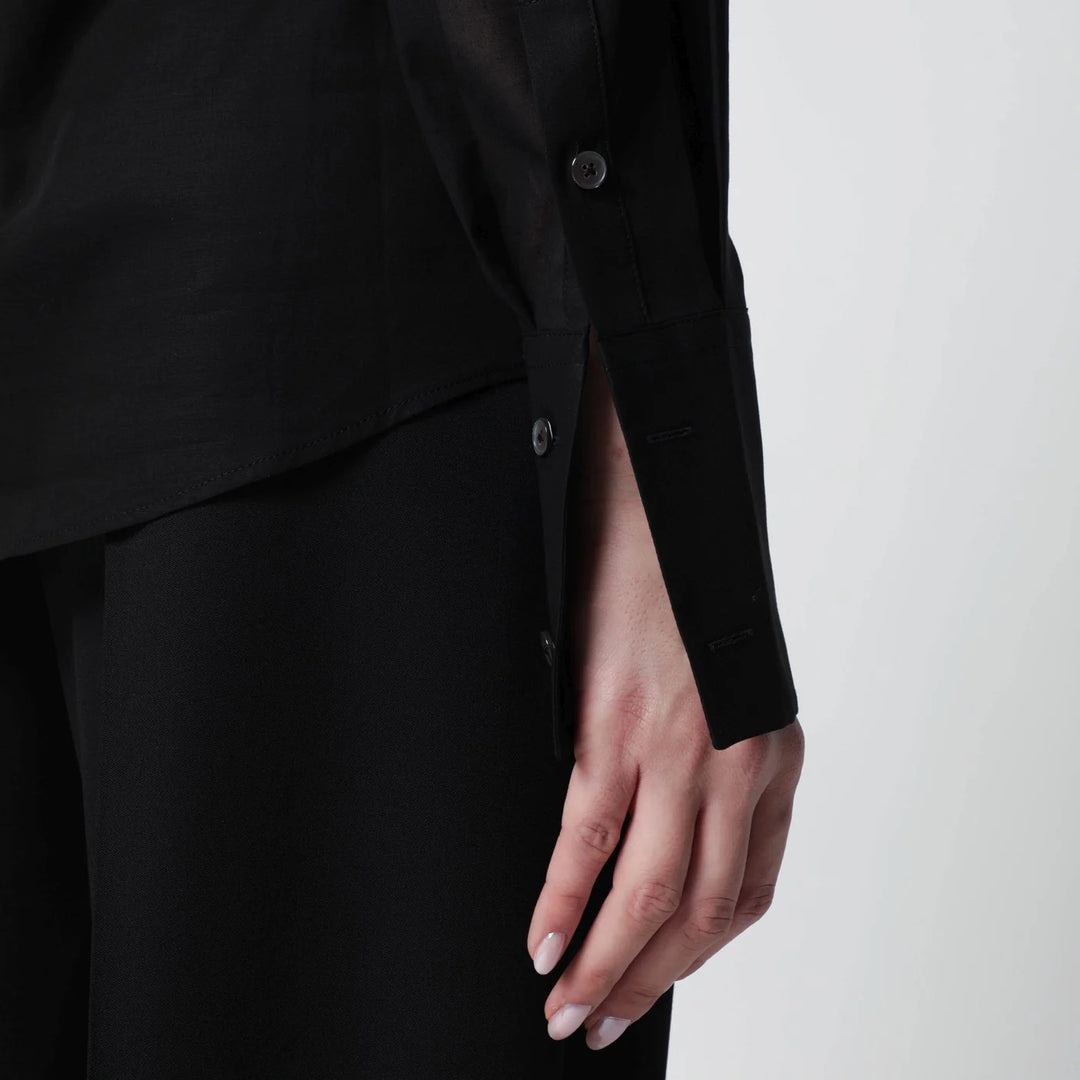 6397 - Black micro-pleated shirt