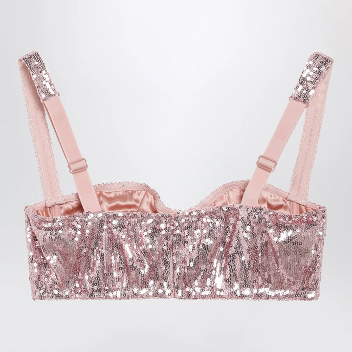 Dolce&amp;Gabbana - Pink balconette bra in micro-sequins