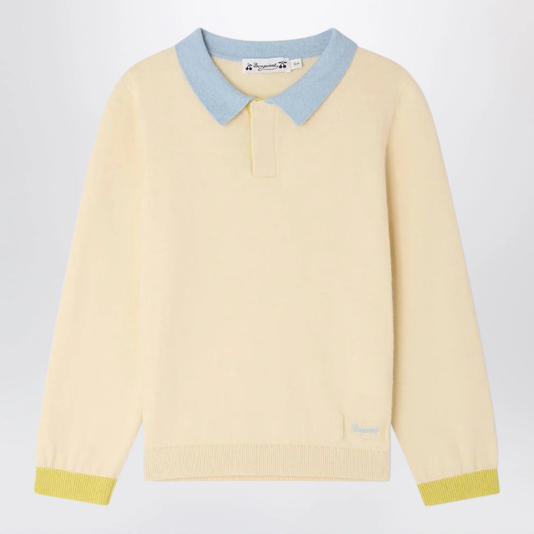 Bonpoint - Mae polo in écru cotton and cashmere