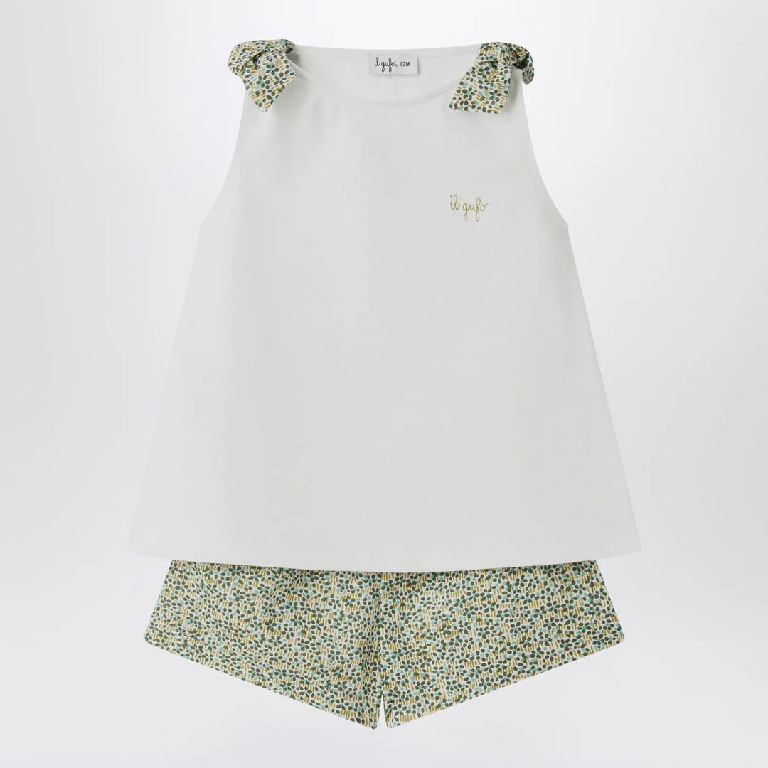 Il Gufo - Two-piece white set in Liberty fabric
