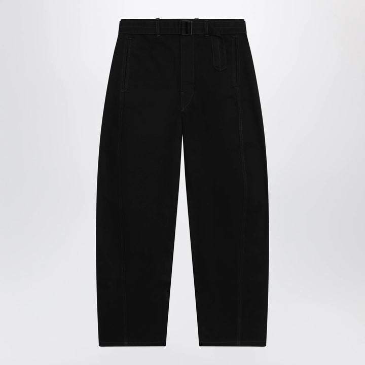LEMAIRE - Black cotton trousers with belt