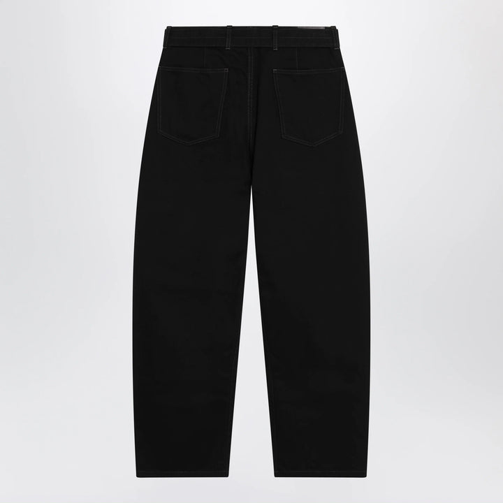 LEMAIRE - Black cotton trousers with belt