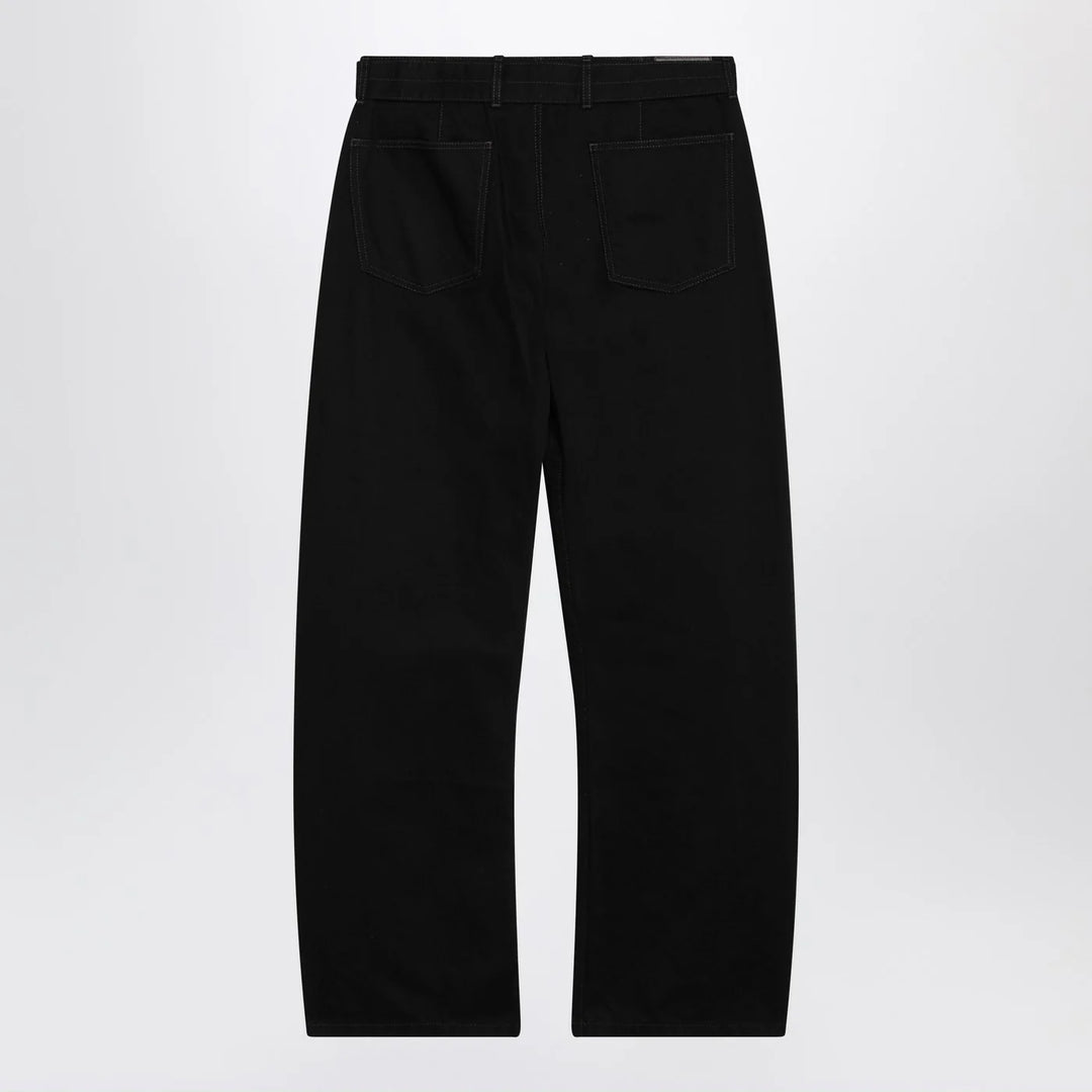 LEMAIRE - Black cotton trousers with belt