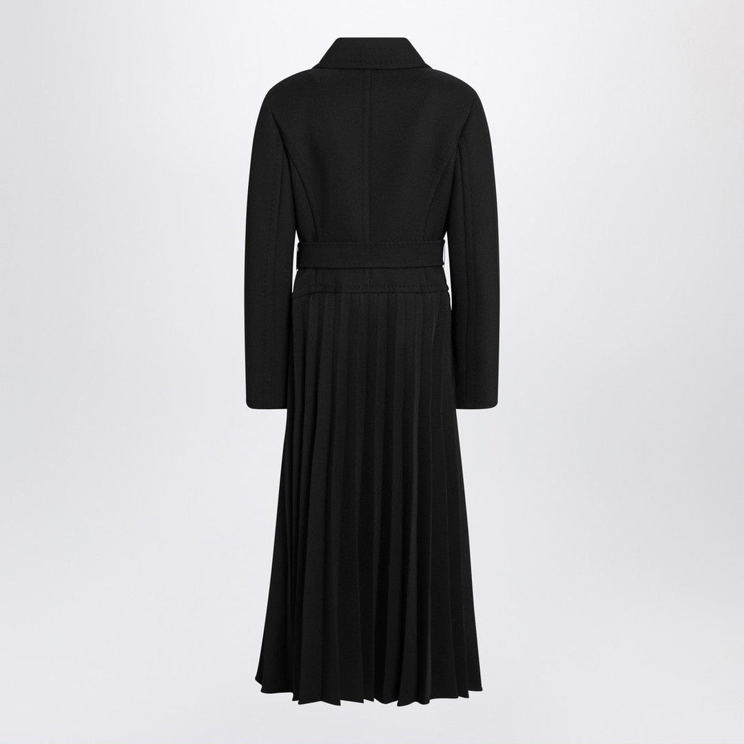Coats Max Mara Atelier Black pleated redingote coat in technical fabric Brand