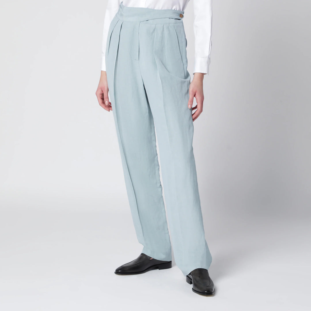 Blazé Milano - Tomo light blue trousers in silk and linen