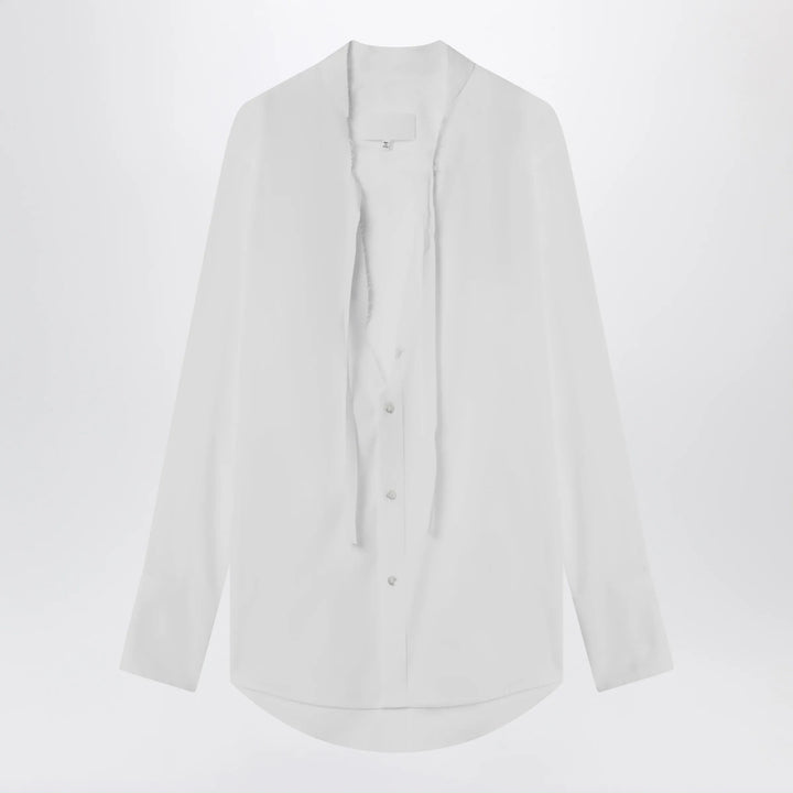 Maison Margiela - Deep V-neck cotton poplin shirt in white