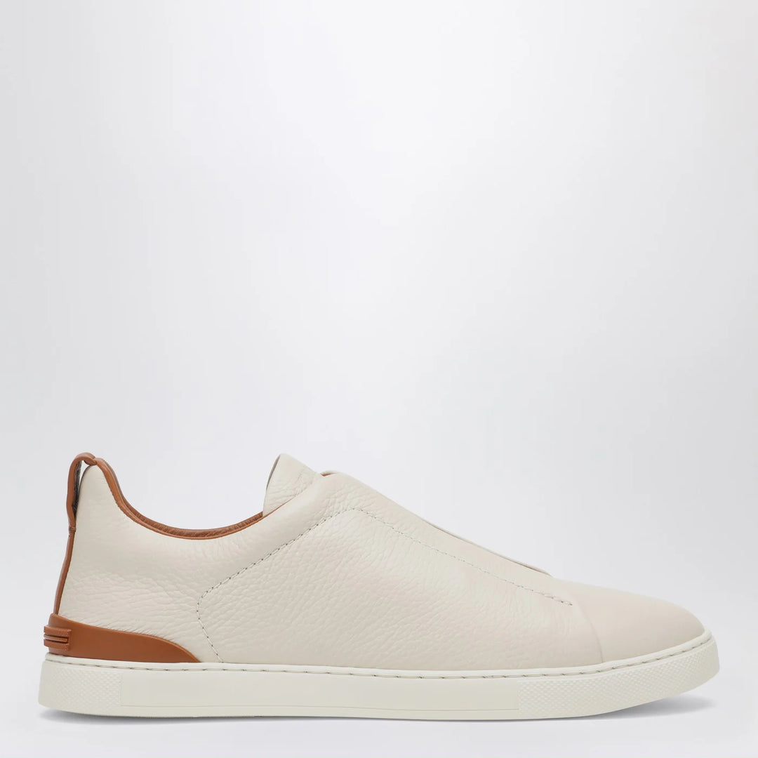 ZEGNA - White leather Triple Stitch Sneakers