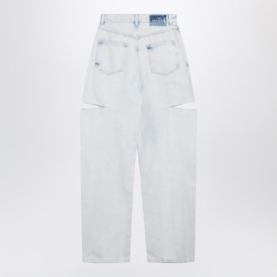 Maison Margiela - Blue Faded Cotton Jeans with Cut-Out Details
