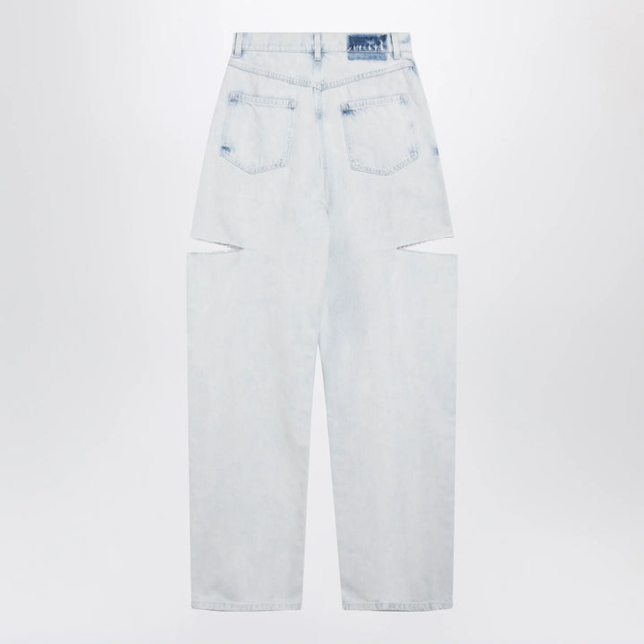 Maison Margiela - Blue Faded Cotton Jeans with Cut-Out Details