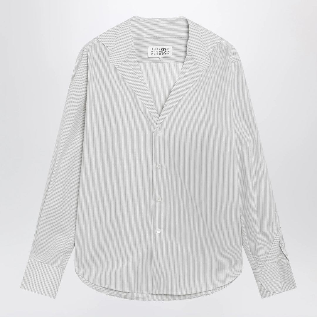 MM6 Maison Margiela - Pinstriped cotton shirt with V-neck