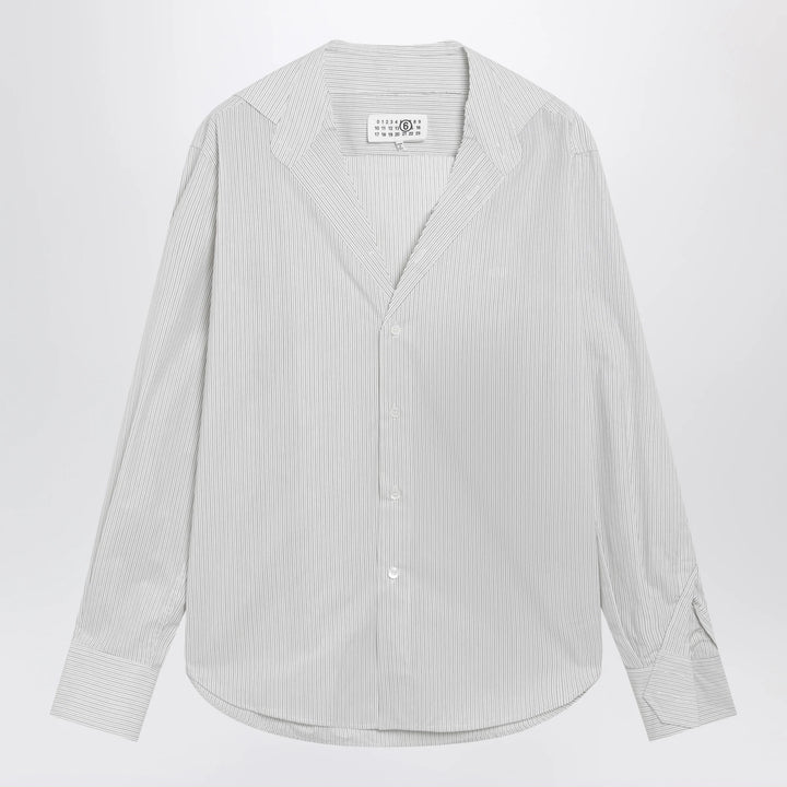 MM6 Maison Margiela - Pinstriped cotton shirt with V-neck