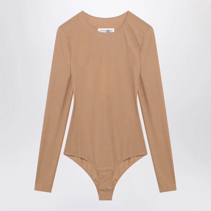 MM6 Maison Margiela - Skin-tone bodysuit in lycra jersey