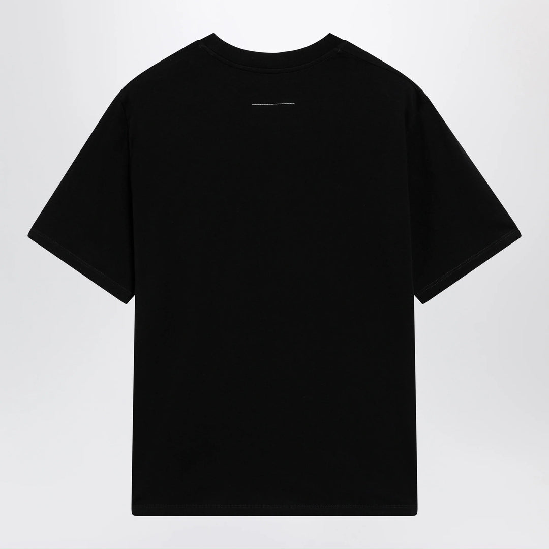 MM6 Maison Margiela - Black draped T-shirt with logo patch
