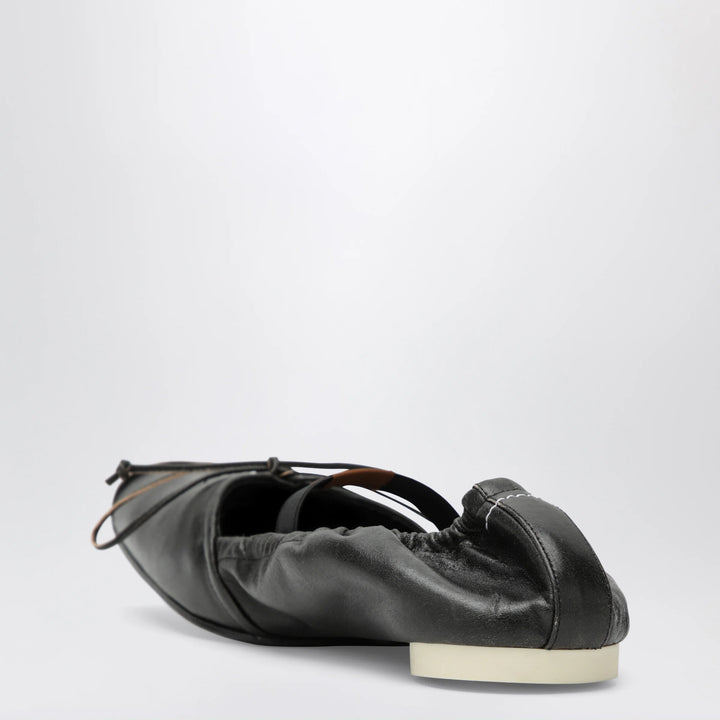 MM6 Maison Margiela - Square-toe ballerinas in brown calfskin leather