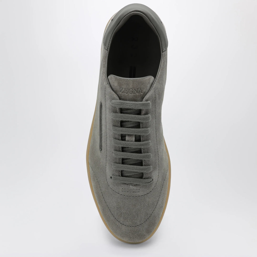 ZEGNA - Grey suede Sneakers Brand Shoes