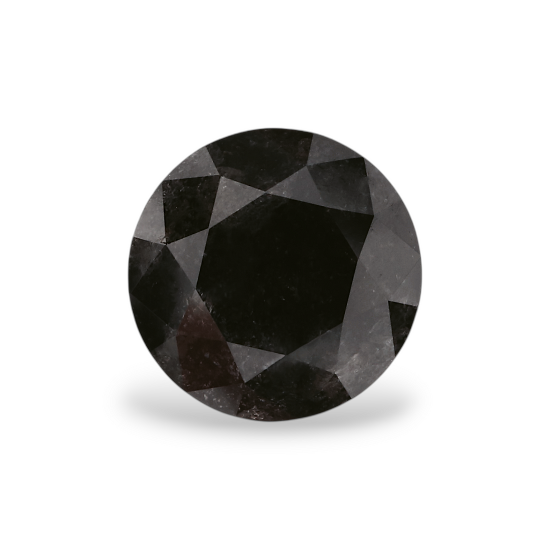 1.62 Carat Natural Black Round Diamond GIA