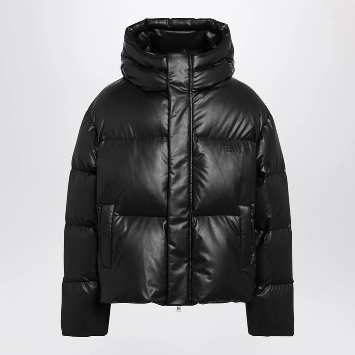 MM6 Maison Margiela - Hooded down jacket in glossy leather black