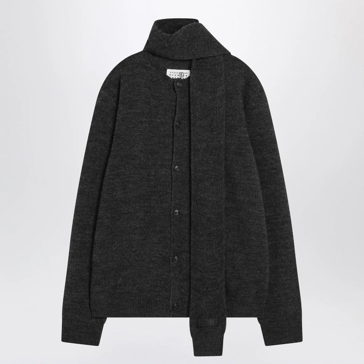MM6 Maison Margiela - Grey wool-blend cardigan with scarf
