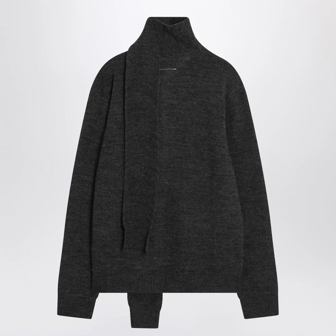MM6 Maison Margiela - Grey wool-blend cardigan with scarf