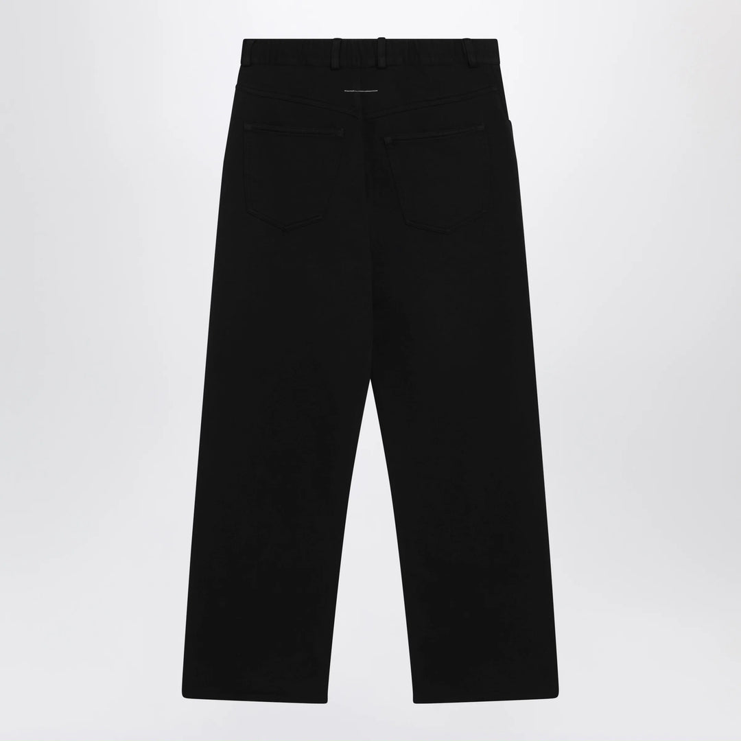 MM6 Maison Margiela - Wide-leg cotton trousers with embroidered logo, black