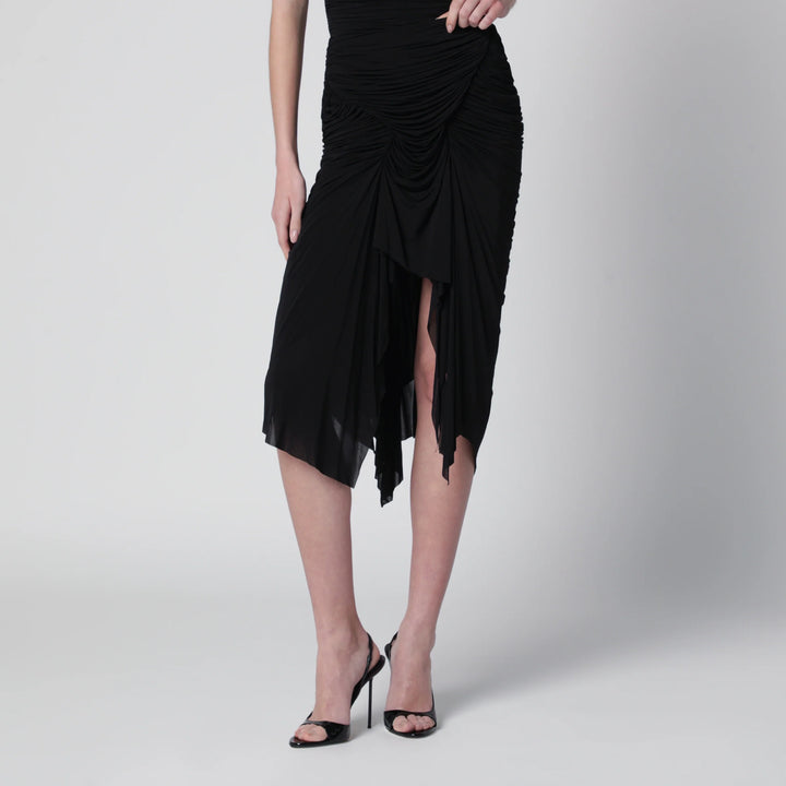 Francesco Murano - Black draped skirt with front slit