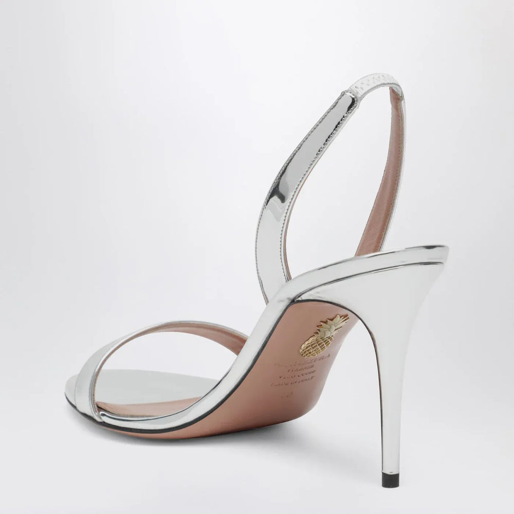 Aquazzura - So Nude 85 Silver Sandals Brand Apparel & Accessories > Shoes