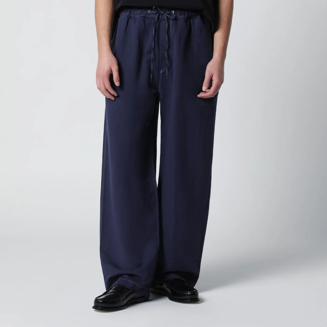 STUDIO NICHOLSON - Sonny trousers indigo blue in cotton and linen