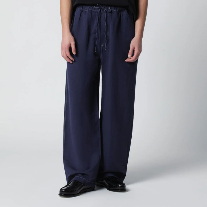 STUDIO NICHOLSON - Sonny trousers indigo blue in cotton and linen