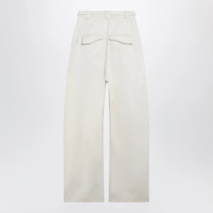 Sportmax - Oversized trousers in vanilla cotton gabardine