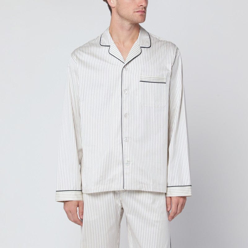 Underwear Tekla - Brown and white striped pyjama shirt - M Brand