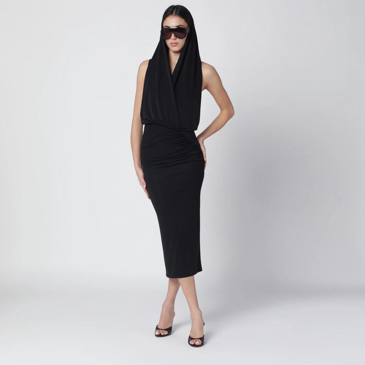 THE ANDAMANE - Black Annie hooded midi dress